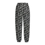 Black Adinkra Symbols Pattern Print Fleece Lined Knit Pants