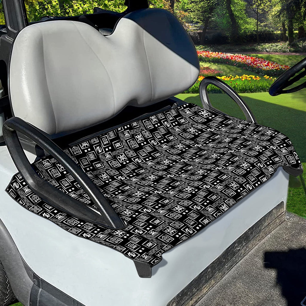 Black Adinkra Symbols Pattern Print Golf Cart Seat Cover