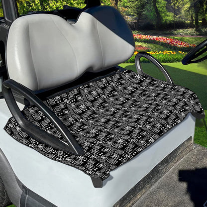 Black Adinkra Symbols Pattern Print Golf Cart Seat Cover