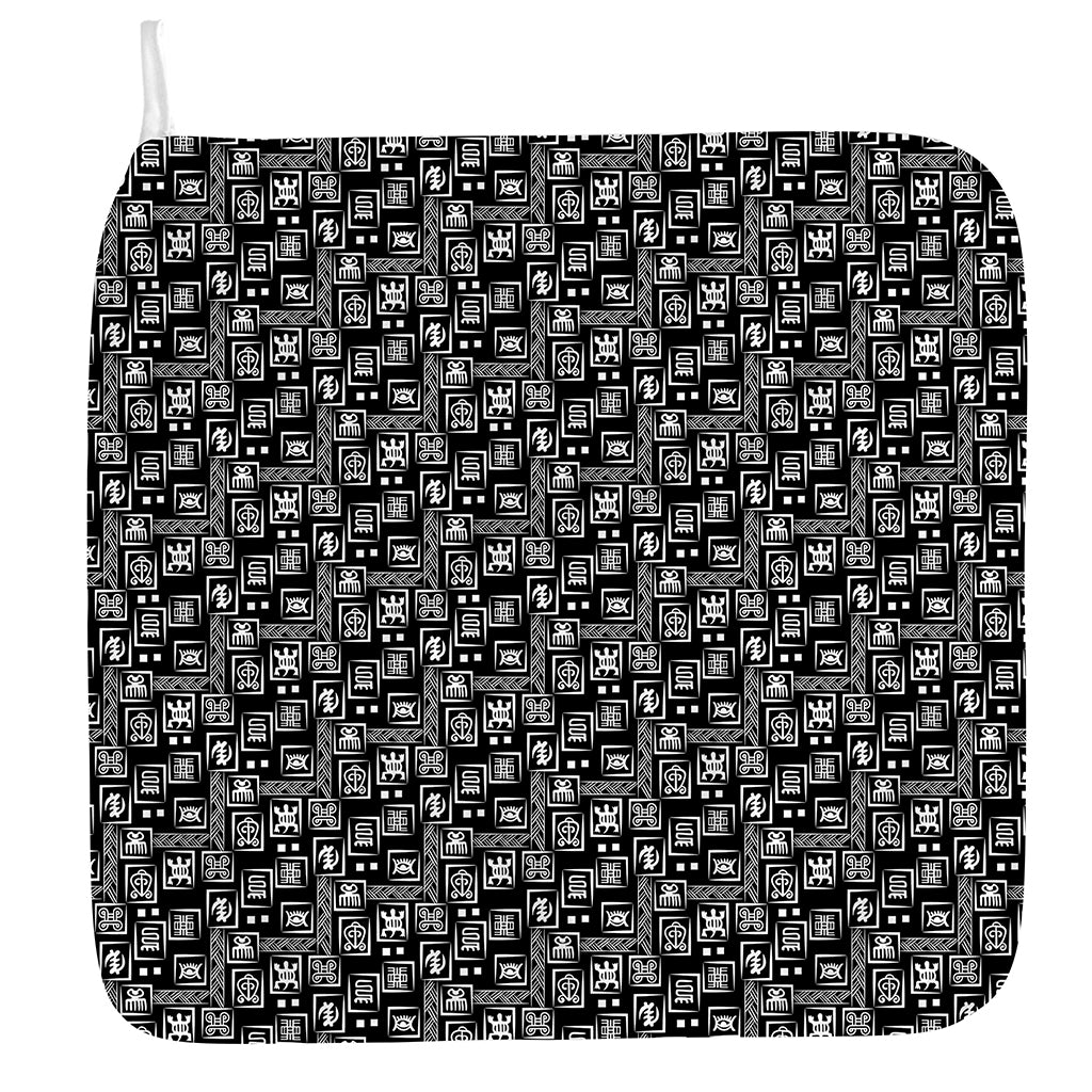 Black Adinkra Symbols Pattern Print Hand Towel