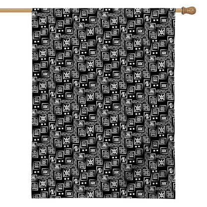 Black Adinkra Symbols Pattern Print House Flag