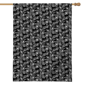 Black Adinkra Symbols Pattern Print House Flag