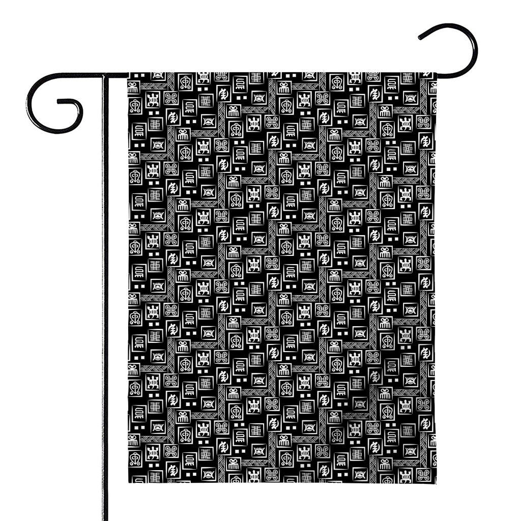 Black Adinkra Symbols Pattern Print House Flag