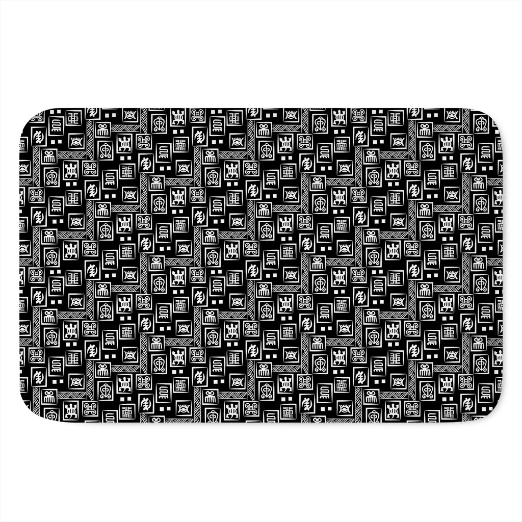 Black Adinkra Symbols Pattern Print Indoor Door Mat