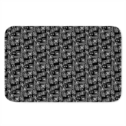 Black Adinkra Symbols Pattern Print Indoor Door Mat