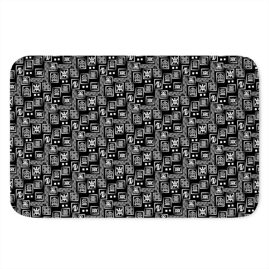Black Adinkra Symbols Pattern Print Indoor Door Mat