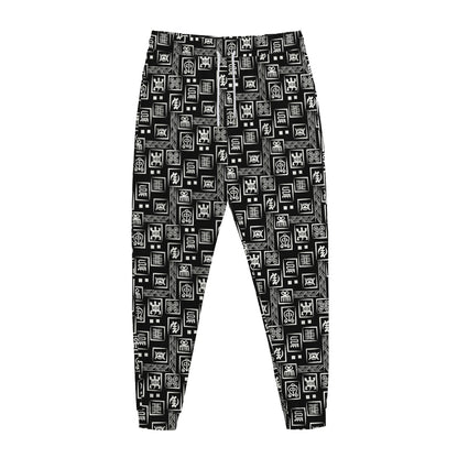 Black Adinkra Symbols Pattern Print Jogger Pants