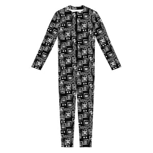 Black Adinkra Symbols Pattern Print Jumpsuit