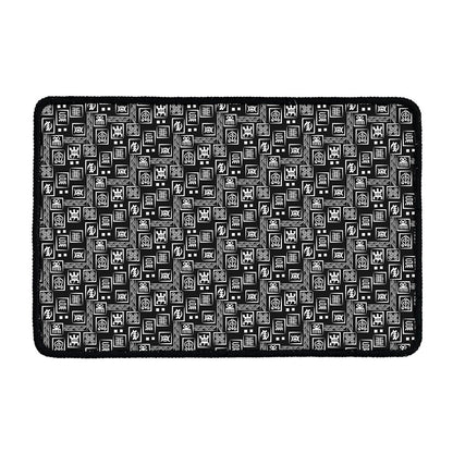 Black Adinkra Symbols Pattern Print Kitchen Mat