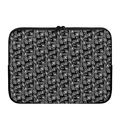 Black Adinkra Symbols Pattern Print Laptop Sleeve