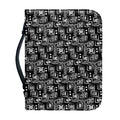 Black Adinkra Symbols Pattern Print Leather Bible Cover