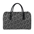 Black Adinkra Symbols Pattern Print Leather Duffel Bag