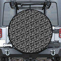 Black Adinkra Symbols Pattern Print Leather Spare Tire Cover