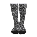 Black Adinkra Symbols Pattern Print Long Socks