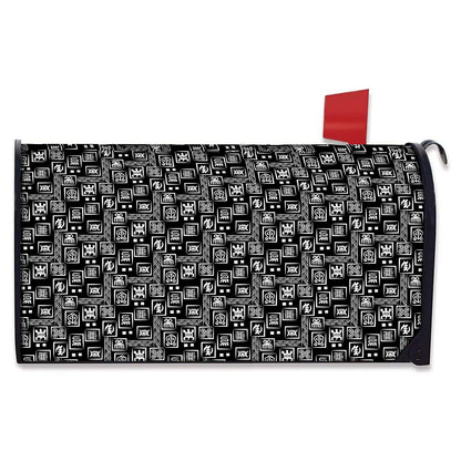 Black Adinkra Symbols Pattern Print Mailbox Cover