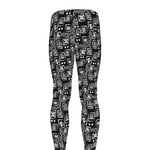 Black Adinkra Symbols Pattern Print Men's leggings