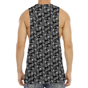 Black Adinkra Symbols Pattern Print Men's Muscle Tank Top