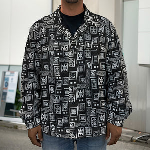 Black Adinkra Symbols Pattern Print Men's Shirt Jacket