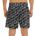 Black Adinkra Symbols Pattern Print Men's Split Running Shorts