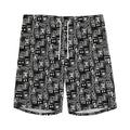 Black Adinkra Symbols Pattern Print Men's Athletic Shorts