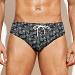 Black Adinkra Symbols Pattern Print Men's Swim Briefs