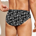 Black Adinkra Symbols Pattern Print Men's Swim Briefs