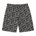 Black Adinkra Symbols Pattern Print Men's Swim Trunks