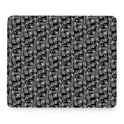 Black Adinkra Symbols Pattern Print Mouse Pad