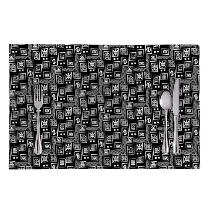 Black Adinkra Symbols Pattern Print Placemat