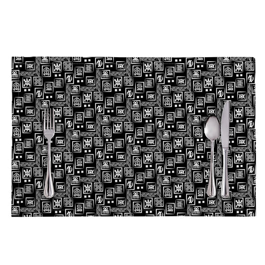 Black Adinkra Symbols Pattern Print Placemat