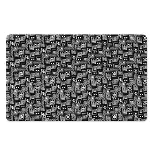 Black Adinkra Symbols Pattern Print Polyester Doormat