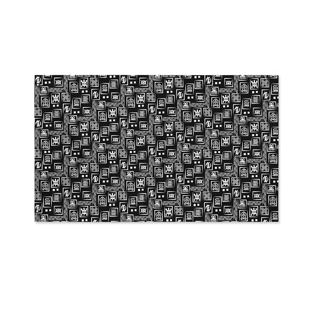 Black Adinkra Symbols Pattern Print Polyester Flag