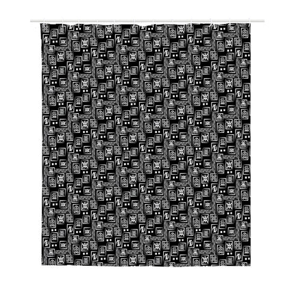 Black Adinkra Symbols Pattern Print Polyester Shower Curtain