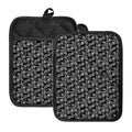 Black Adinkra Symbols Pattern Print Pot Holders With Pocket