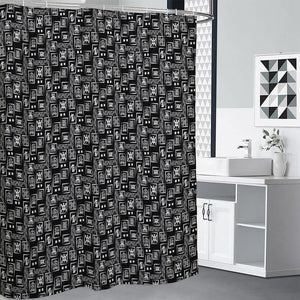 Black Adinkra Symbols Pattern Print Premium Shower Curtain