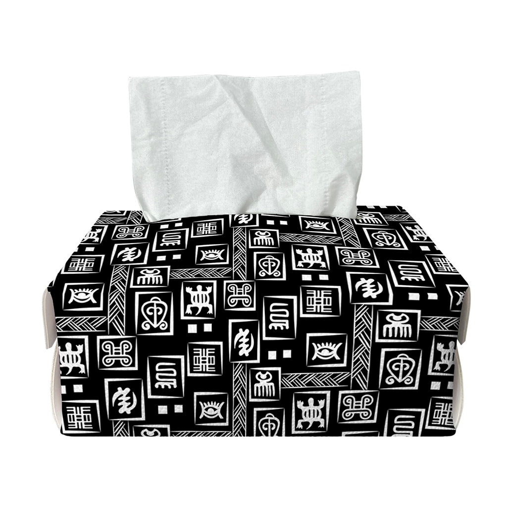 Black Adinkra Symbols Pattern Print Rectangle Tissue Box Cover