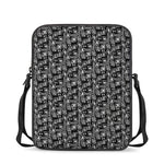 Black Adinkra Symbols Pattern Print Rectangular Crossbody Bag