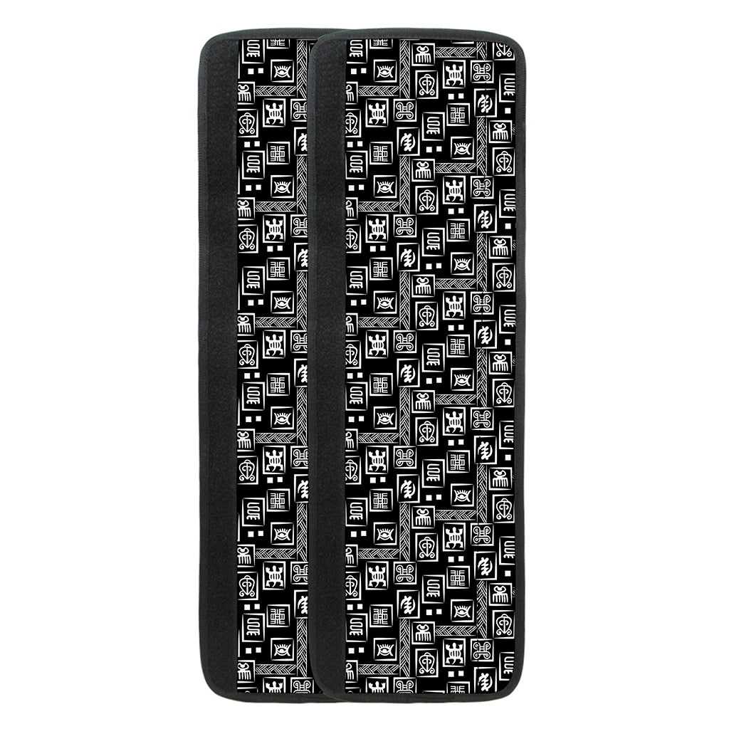Black Adinkra Symbols Pattern Print Refrigerator Handle Covers