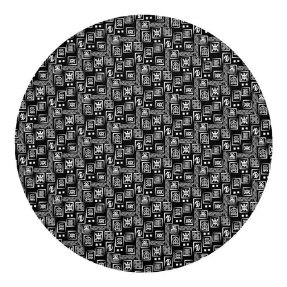 Black Adinkra Symbols Pattern Print Round Blanket