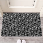 Black Adinkra Symbols Pattern Print Rubber Doormat