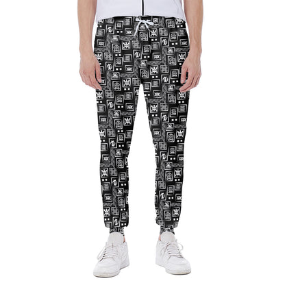 Black Adinkra Symbols Pattern Print Scuba Joggers
