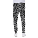 Black Adinkra Symbols Pattern Print Scuba Joggers