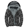 Black Adinkra Symbols Pattern Print Sherpa Lined Zip Up Hoodie