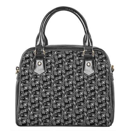 Black Adinkra Symbols Pattern Print Shoulder Handbag