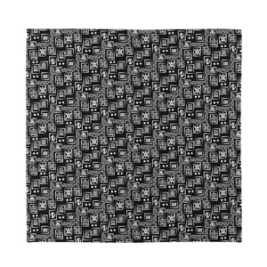 Black Adinkra Symbols Pattern Print Silk Bandana