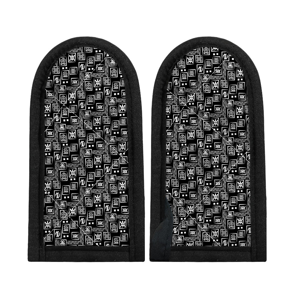 Black Adinkra Symbols Pattern Print Skillet Handle Cover