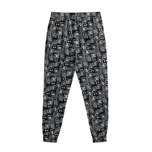 Black Adinkra Symbols Pattern Print Sweatpants