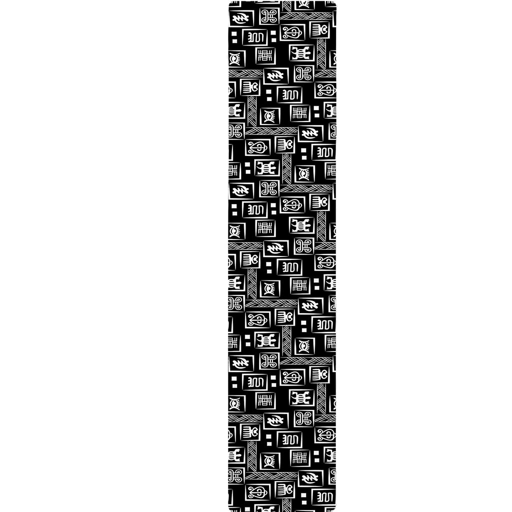 Black Adinkra Symbols Pattern Print Table Runner