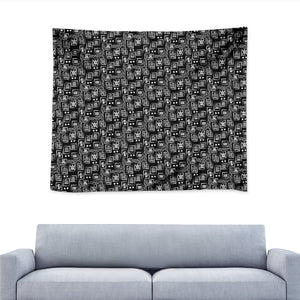 Black Adinkra Symbols Pattern Print Tapestry