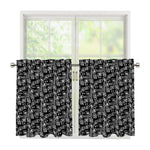 Black Adinkra Symbols Pattern Print Tier Curtains